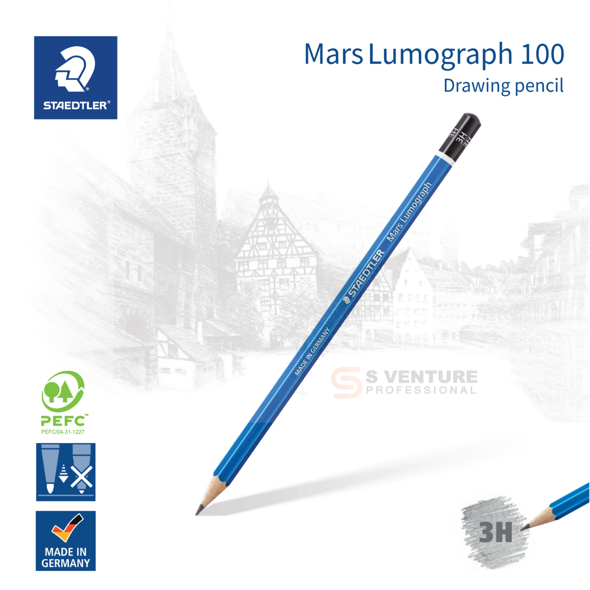 ดินสอ Staedtler รุ่น Mars Lumograph 100 (3H)