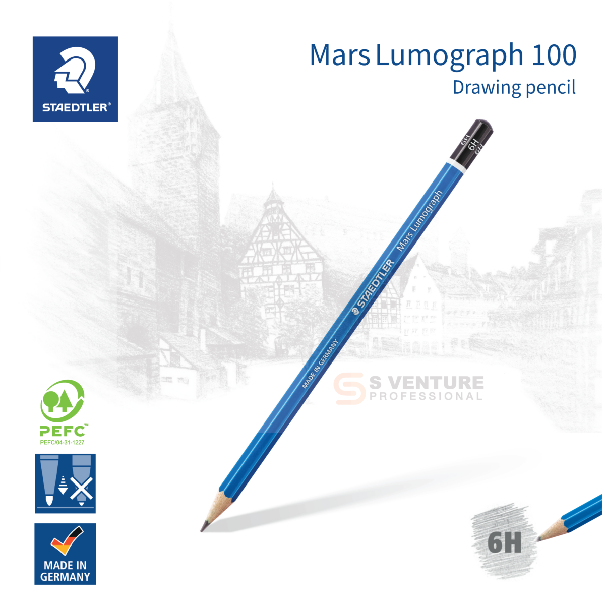 ดินสอ Staedtler รุ่น Mars Lumograph 100 (6H)