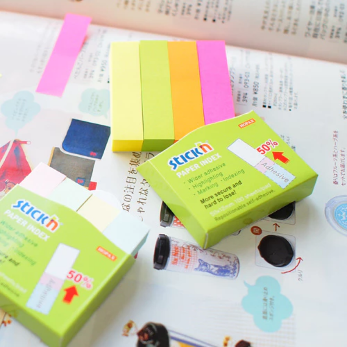 อินเด็กซ์กระดาษโน้ต STICK’N  No.21017P Neon (1.2 × 5 ซม.)